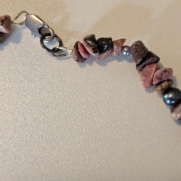 Rhodochrosite Pendant Necklace with Rhodonite Beaded Natural Stone - Picture 7 of 9